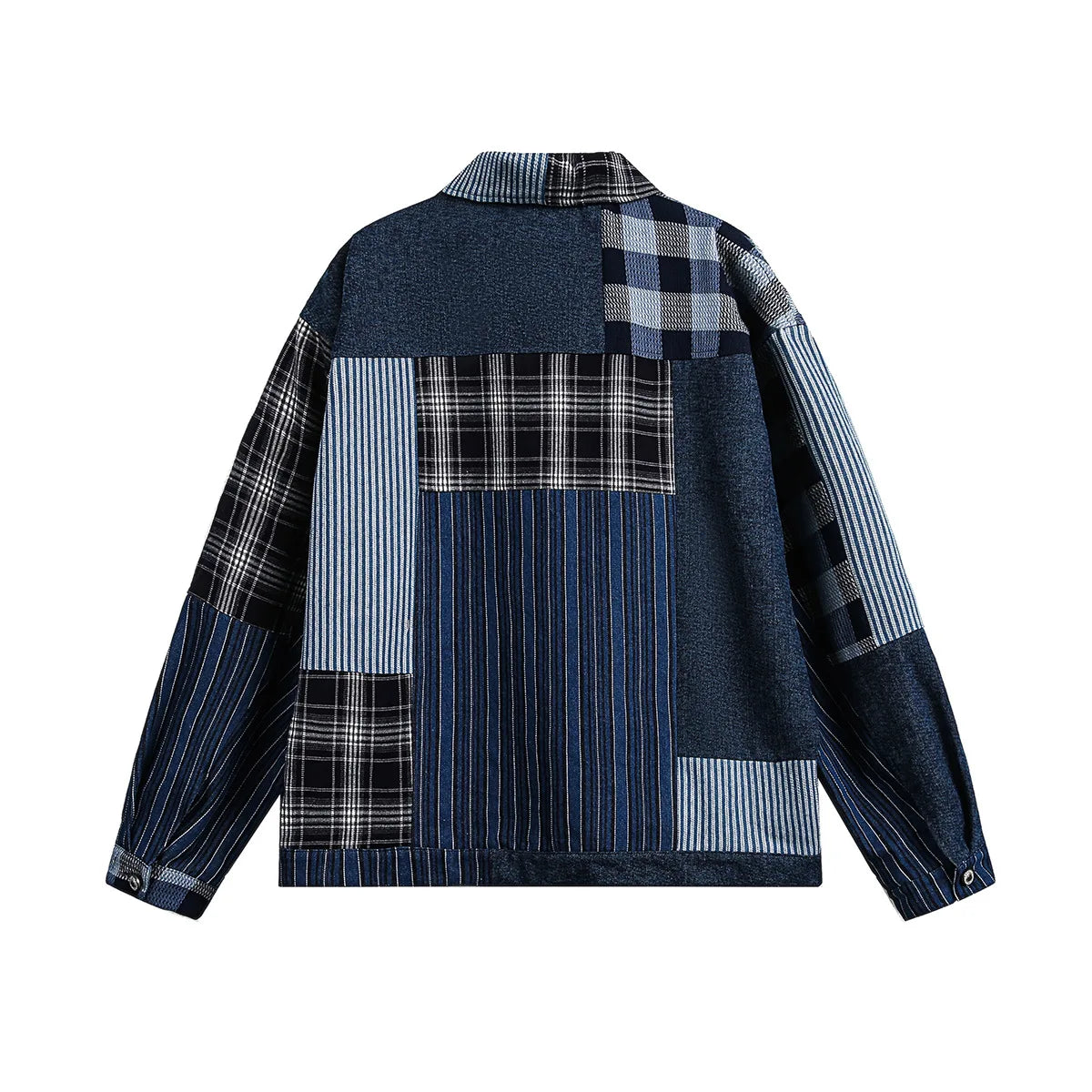 Versatile Retro Blue Casual Patchwork Denim Jacket
