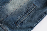 Embroidery Star Patchwork Washed Denim Jacket