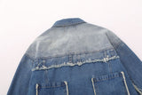Embroidery Star Patch Washed Denim Jacket