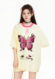 Women Butterfly Print Hip Hop Funny Polyester T-Shirt