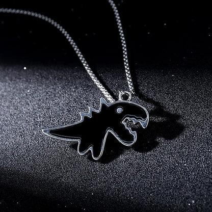 Black Cartoon Dinosaur Pendant Necklaces