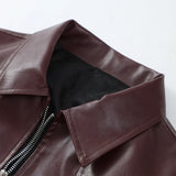Y2K Zip-Up Faux Leather Jacket