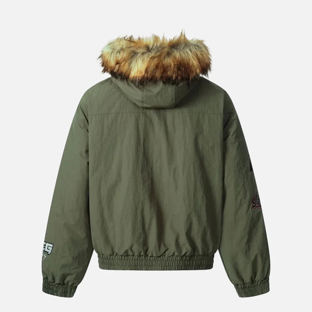 Streetwear Hip Hop Fur Collar Hooded Jacket