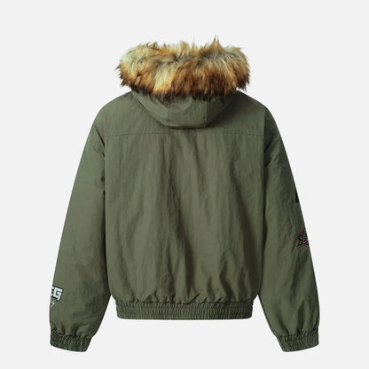 Streetwear Hip Hop Fur Collar Hooded Jacket