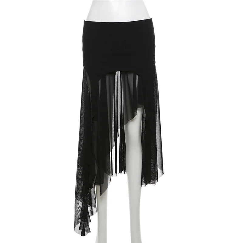 Gothic Cyber Y2K Irregular Hem Skirt