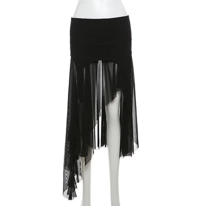 Gothic Cyber Y2K Irregular Hem Skirt