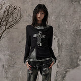 Grunge Patchwork Knitted Long Sleeve Top