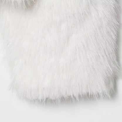 Comfortable Elegant White Faux Fur Casual Jacket