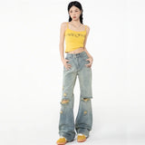 Vintage Ripped Blue Denim Jeans