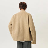 Essential Stand Collar Woolen Loose Jacket