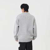 Comfortable Ribbed Knit Half Zipper Sweater
