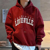 Red Vintage Letter Print Hoodie