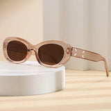 Front view of the brown Timeless Oval Sunglasses 
