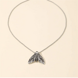 Gothic Skull Moth Charm Necklace