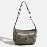 Vintage Denim Drawstring Shoulder Bag