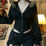 Dark Autumn Winter Faux Fur Hoodie