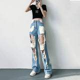 Versatile Straight Ripped Jeans