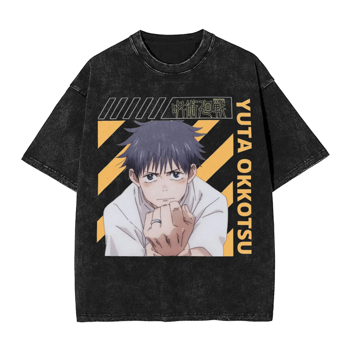 Anime Girl Dinner Print Washed T-Shirt