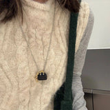 Luxury Beaded Stone Pendant Necklace