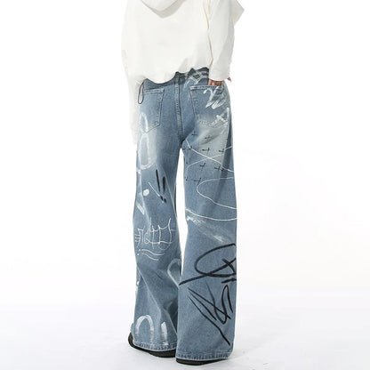 Essential Hand-Painted Scrawl Denim Jeans