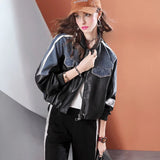 Autumn Loose Patchwork Denim & Leather Jacket