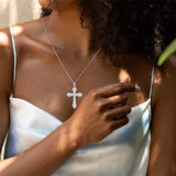 White Gold Plated Cross 925 Sterling Silver Necklace