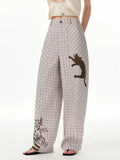 Comfort Plaid Cat Print Retro Sweatpants