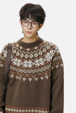 American Style Oversized Fair Isle Crewneck Sweater
