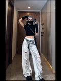 Vintage Women Streetware Ripped Denim Jeans