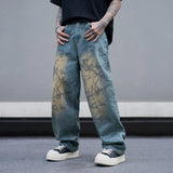 Stylish Rock N Roll Loose Fitting Washed Jeans