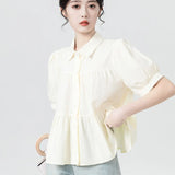 Women Japanes Style Sweet Summer Korean Loose Puff Shirt