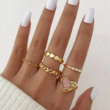 Y2K Soft Gemstone Heart Rings