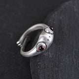 Y2K Red Eye Frog Silver Ring