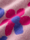 Luxury Floral Jacquard V-Neck Knit Cardigan