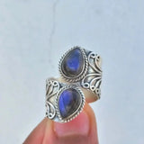 Adjustable Vintage Silver Flower Grave Ring