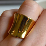 Geometric Wave Shaped Adjustable Open Ring