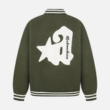 Quilted Stand Collar Letter Patch Varsity Jacket