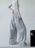 Women Retro Vintage High Waist Wide Leg Sweatpants