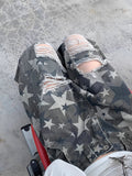 Camo Destroyed Loose Fit Boyfriend Denim Jeans