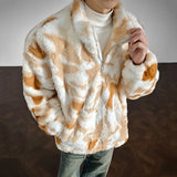 Winter Tie-Dye Stand-Collar Faux Fur Jacket