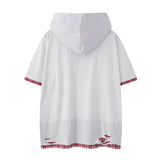 Y2K Butterfly Print Hooded Short Sleeve Ripped T-Shirt
