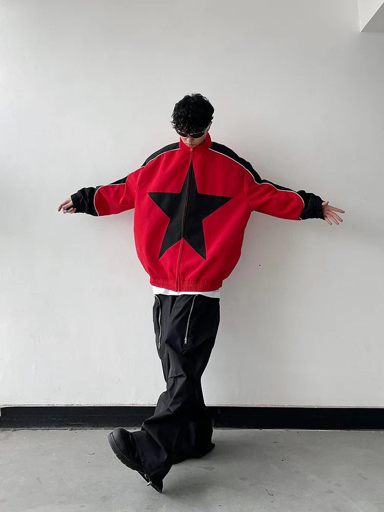 Retro Patchwork Star Varsity Jacket