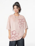 Washed Flower Floral Skull Graphic T-Shirt