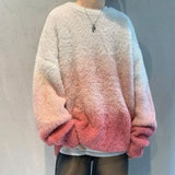 Streetwear Gradient Round Neck Warm Knitted Sweater