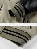 Y2K Thickened Wool Splicing Flight Varsity Jacket