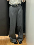 Elegant Gray Pleated Wide Leg Pants