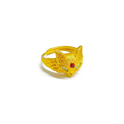 Pure Gold Fox Ring Adjustable Ring