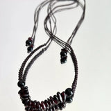 Black Stone Pendant Hand-Woven Rope Necklace