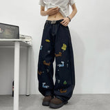 High-Quality Cute Patchwork Loose Straight Jeans