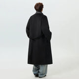 Lightweight Plaid Single Breasted With Belt Woolen Coat